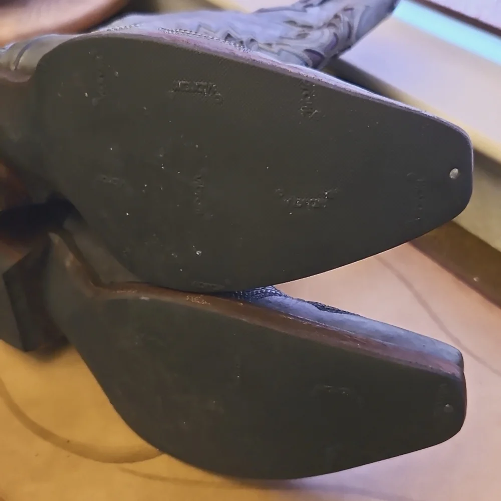 Lucchese All Leather Western Boots Grey, Purple Inlay 9.5 B - Picture 6 of 10